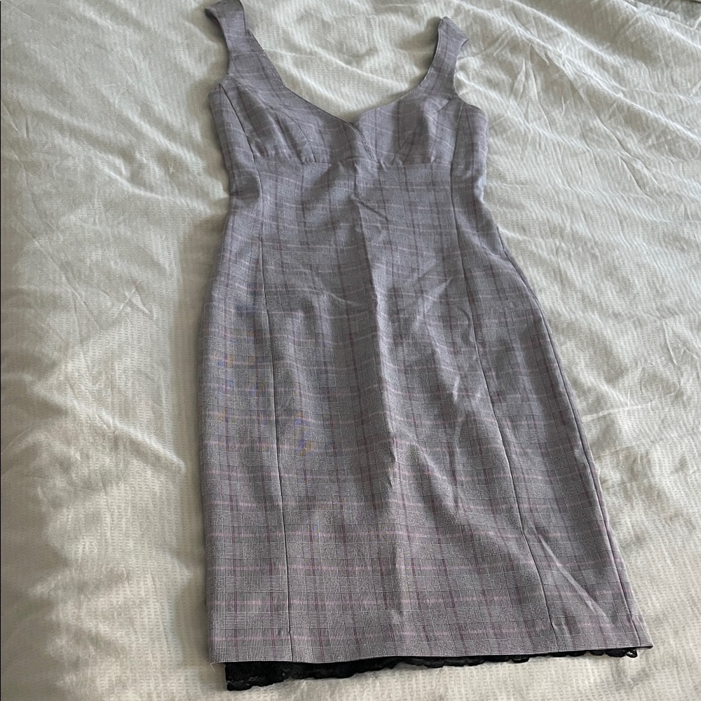 Mango Black and Pink Checkered Dress